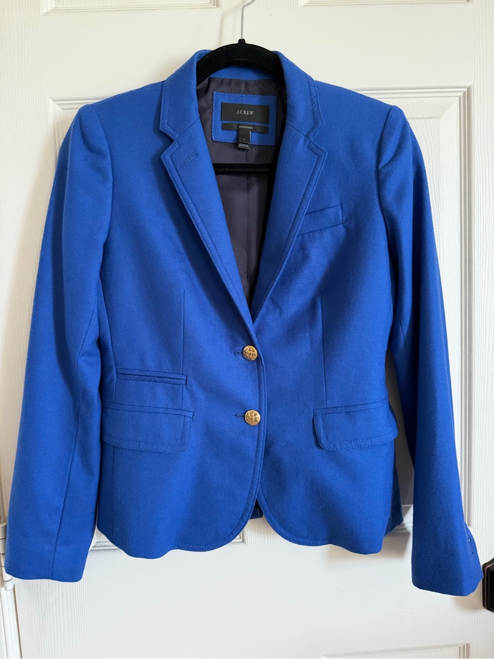J. Crew Bright Blue Structured Blazer with Gold Buttons